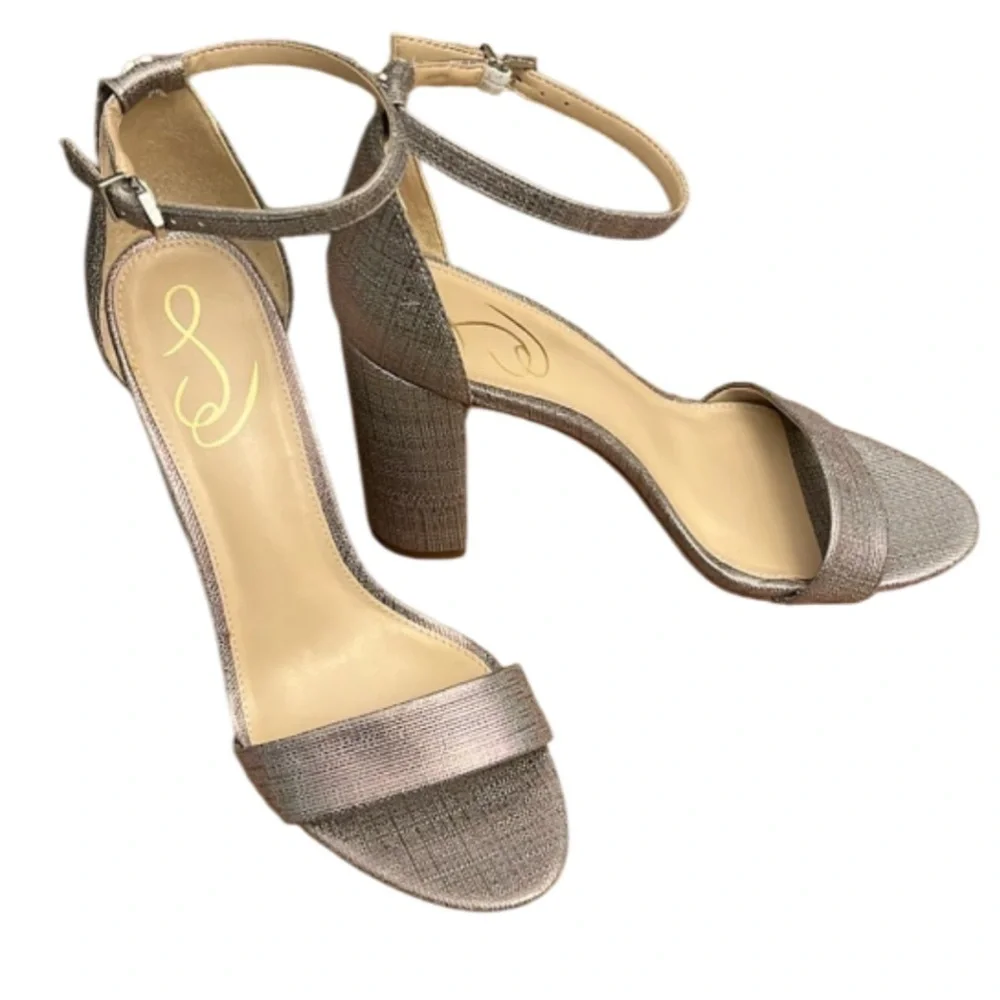 SAM EDELMAN Yaro Metallic Pewter Heels - Size 9